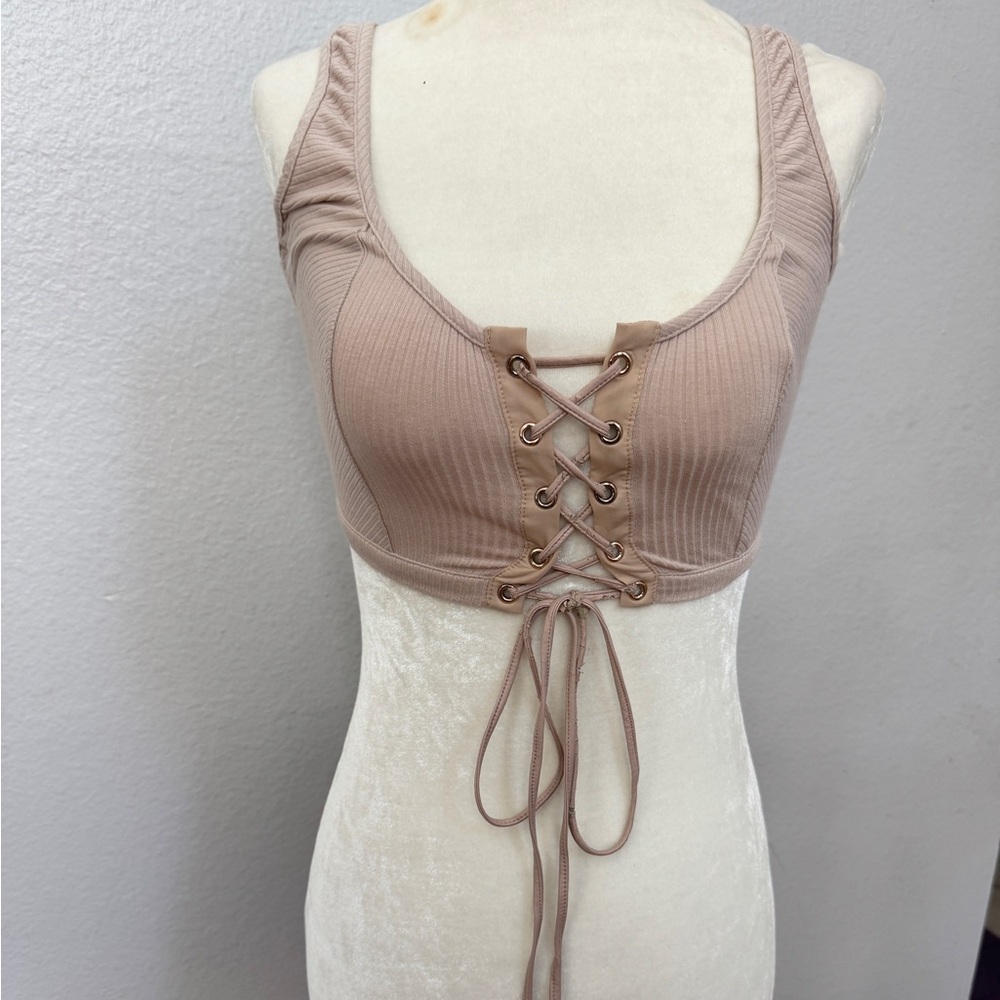 New House of CB London nude tie top Small